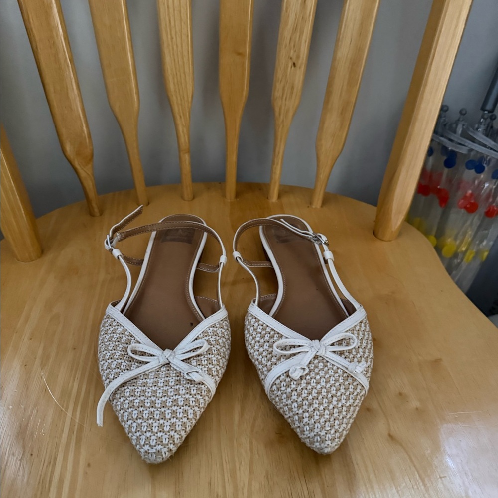 Dolce Vita Cream Woven Flats with Bow